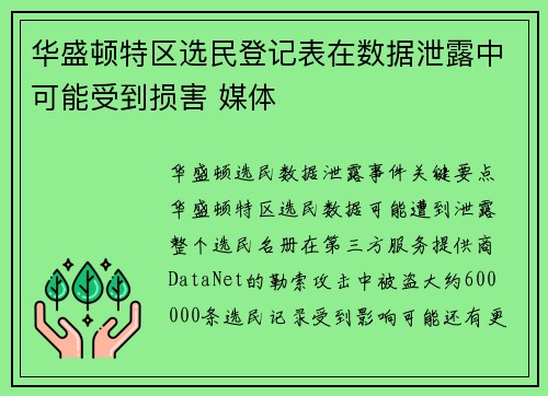 华盛顿特区选民登记表在数据泄露中可能受到损害 媒体