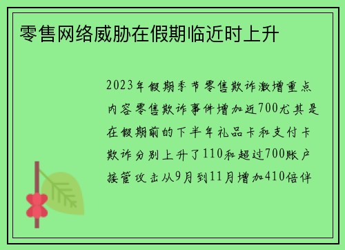 零售网络威胁在假期临近时上升 