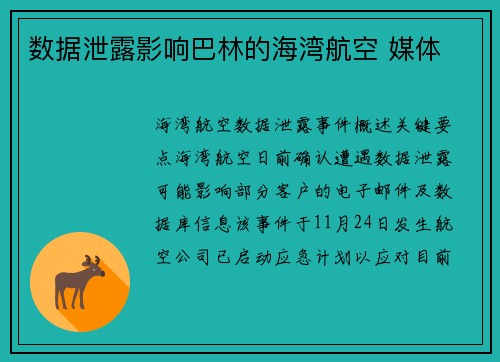 数据泄露影响巴林的海湾航空 媒体