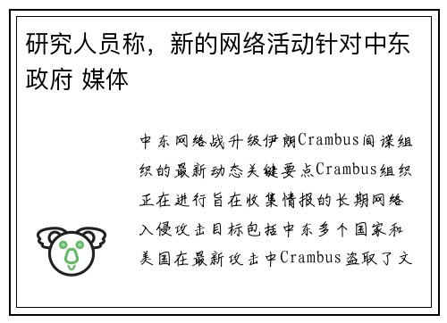 研究人员称，新的网络活动针对中东政府 媒体